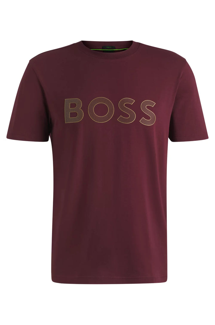 BOSS STRETCH-COTTON T-SHIRT WITH LARGE LOGO