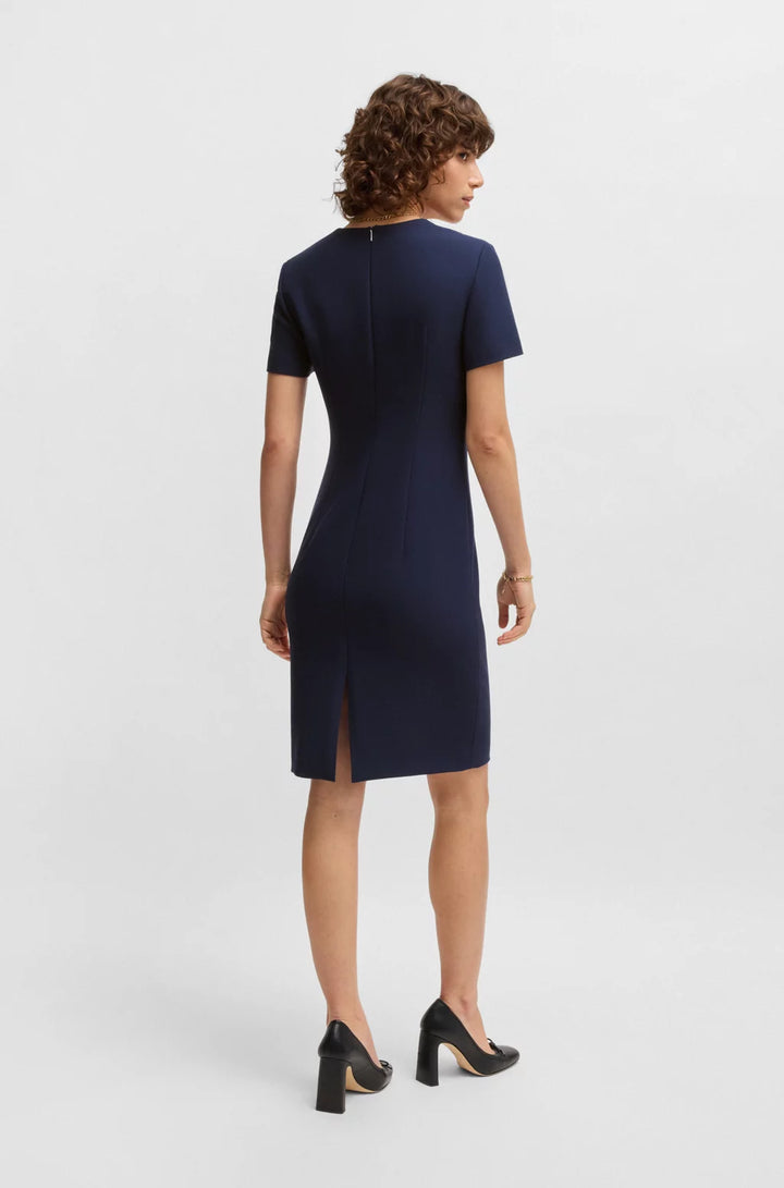 BOSS SQUARE-NECK SLIM-FIT DRESS IN STRETCH MATERIAL