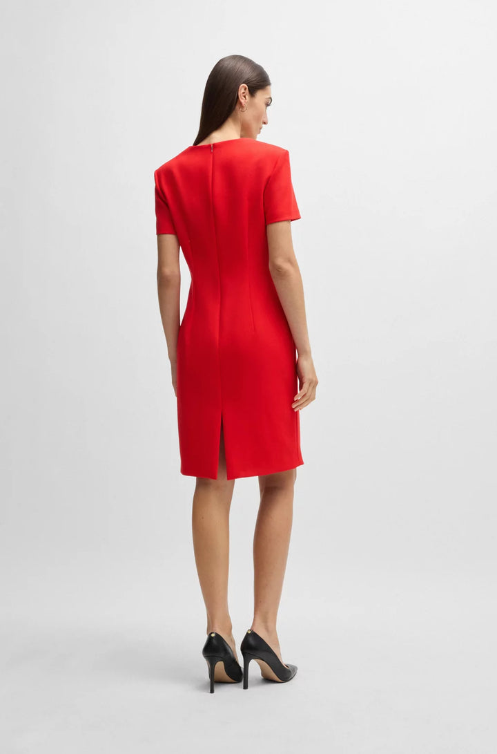 BOSS SQUARE-NECK SLIM-FIT DRESS IN STRETCH MATERIAL