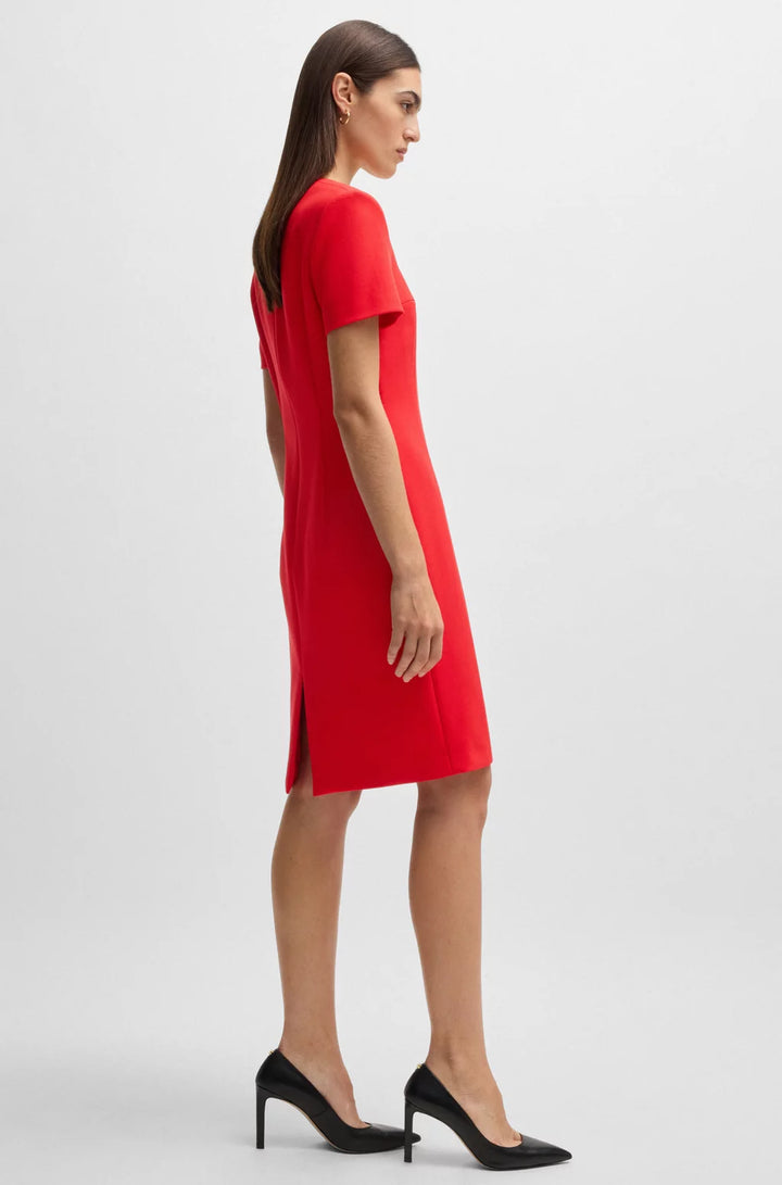 BOSS SQUARE-NECK SLIM-FIT DRESS IN STRETCH MATERIAL