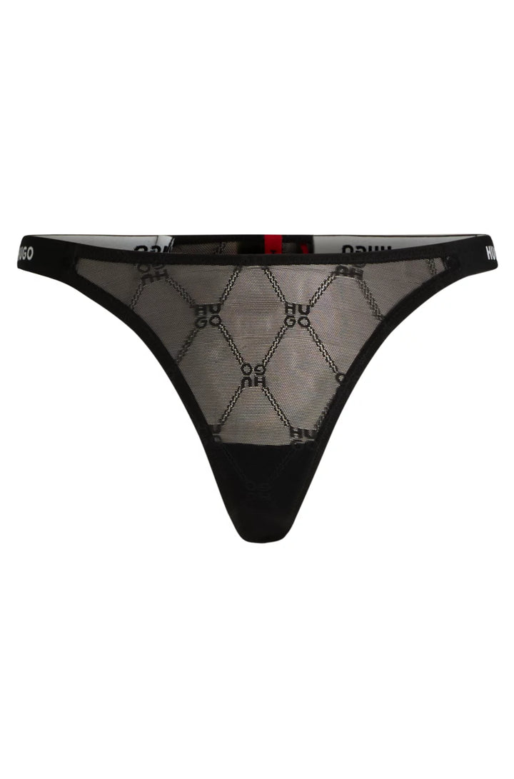 HUGO Branded-elastic thong with stacked logos