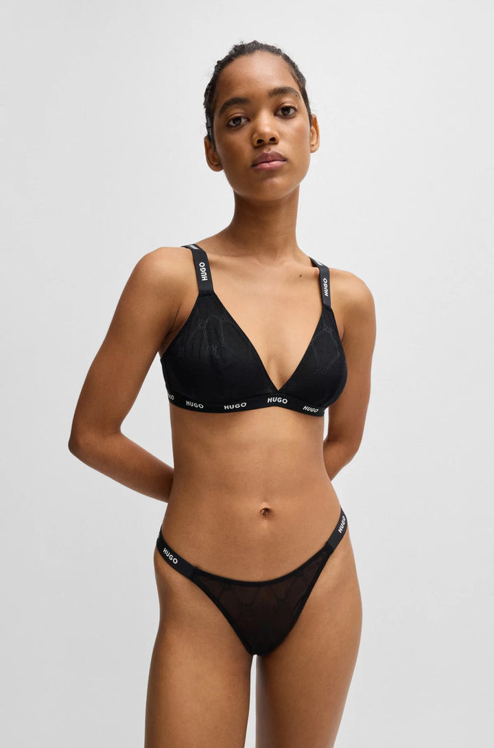 HUGO Branded-elastic thong with stacked logos