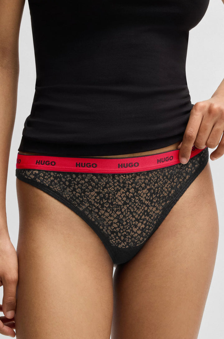 HUGO Three-pack of thongs in stretch lace