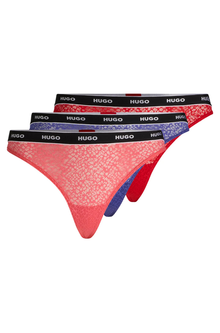 HUGO Three-pack of thongs in stretch lace