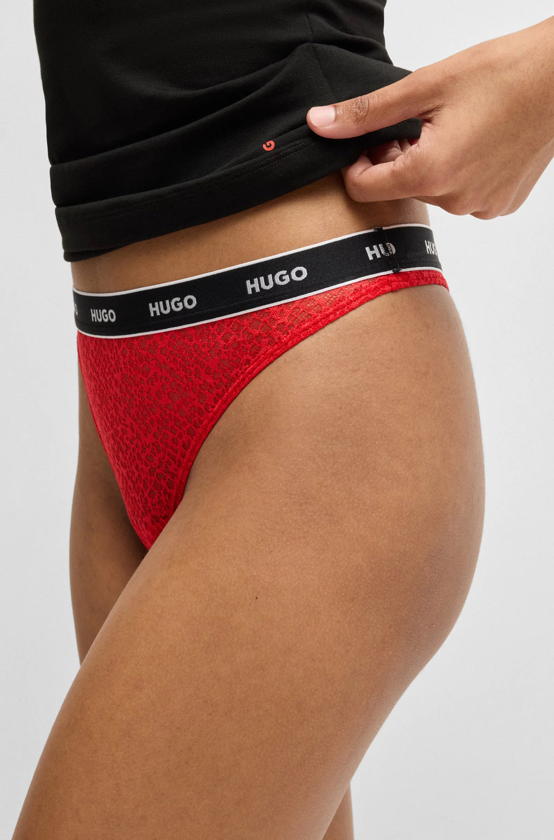 HUGO Three-pack of thongs in stretch lace