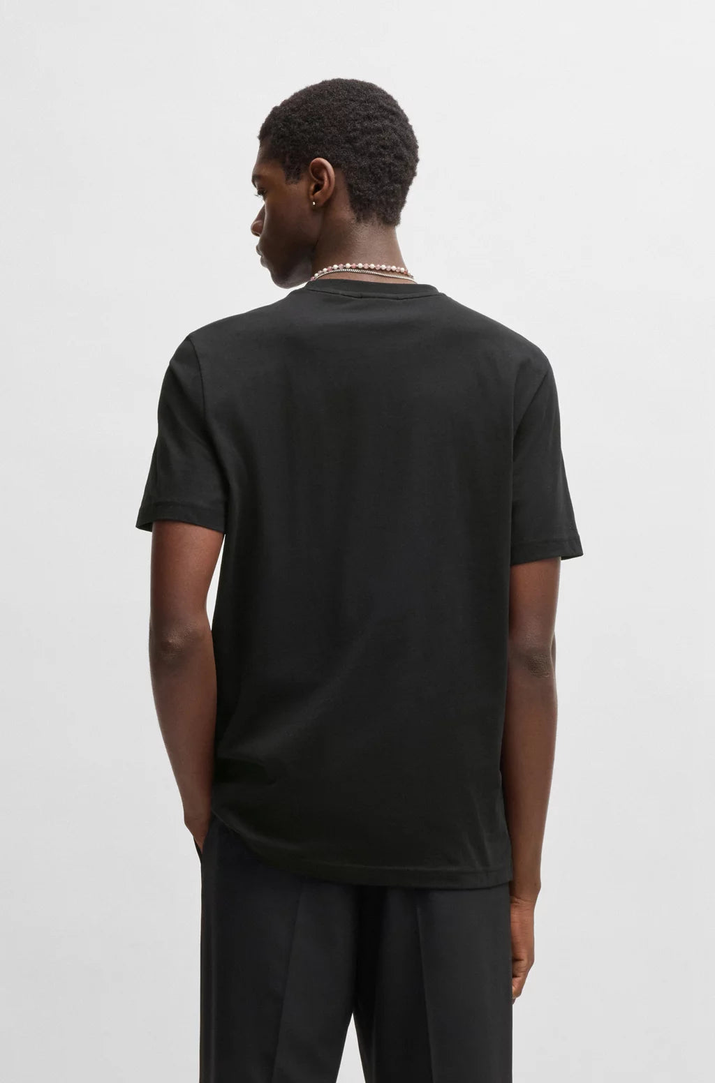 HUGO COTTON-JERSEY T-SHIRT WITH STACKED SMOKE LOGO