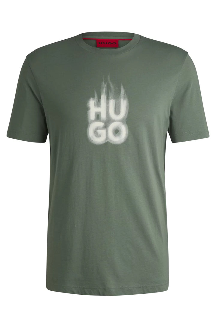 HUGO COTTON-JERSEY T-SHIRT WITH STACKED SMOKE LOGO