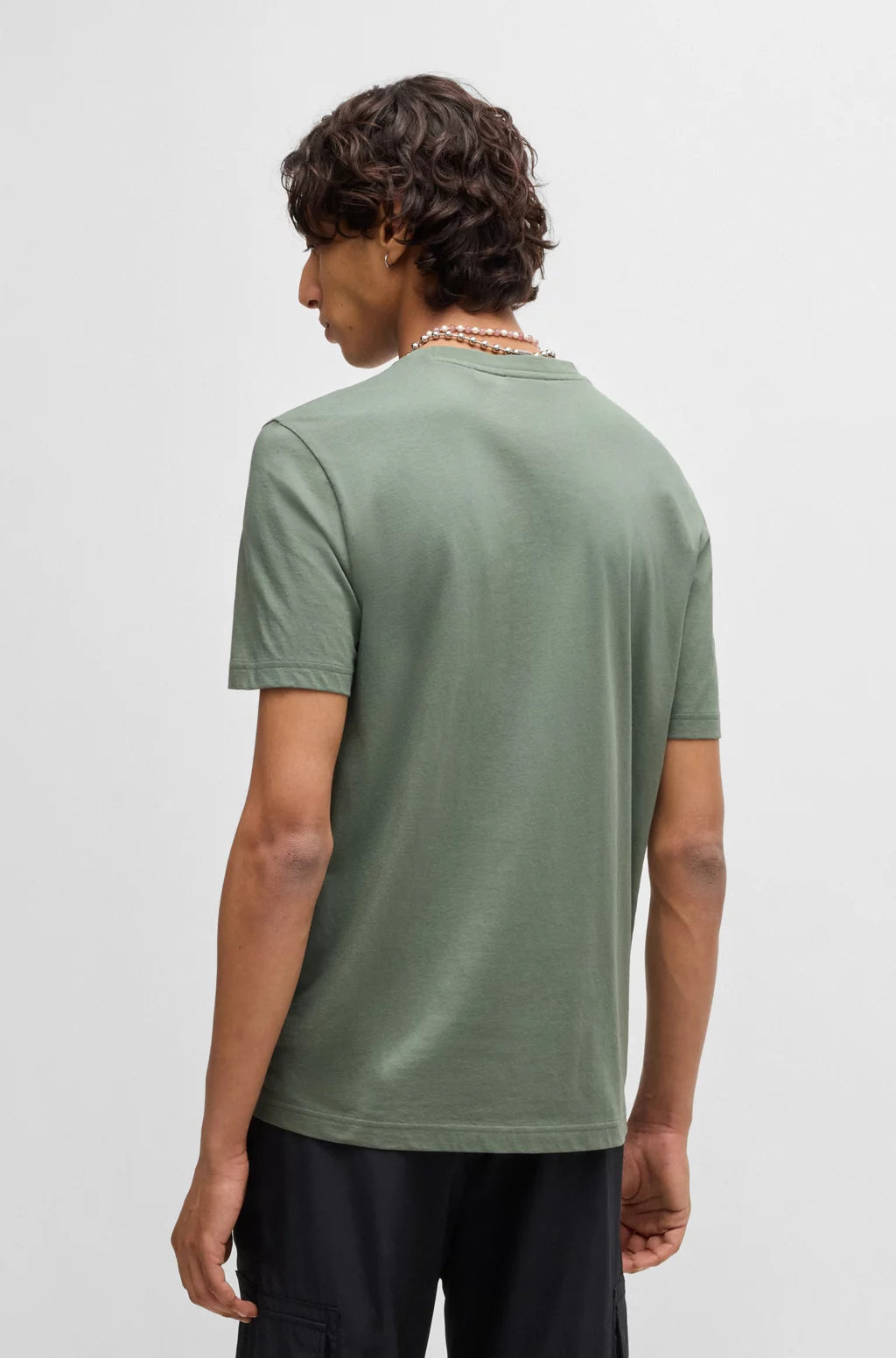 HUGO COTTON-JERSEY T-SHIRT WITH STACKED SMOKE LOGO