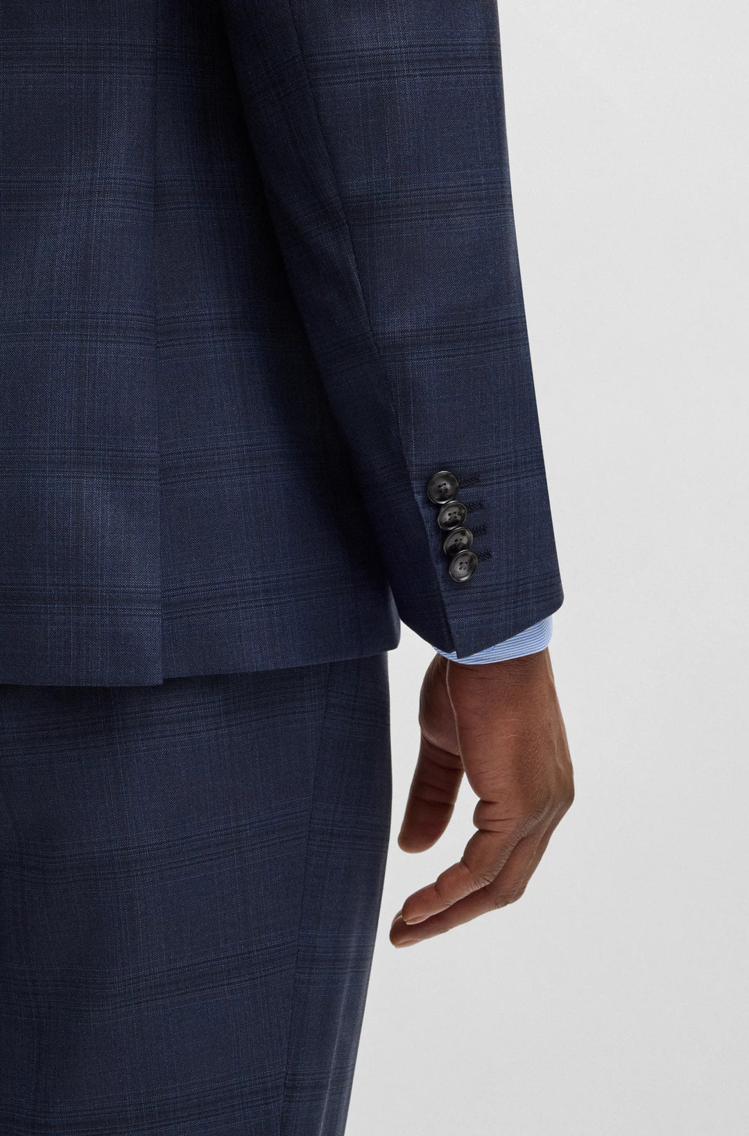 Boss Slim-fit suit in checked wool and silk