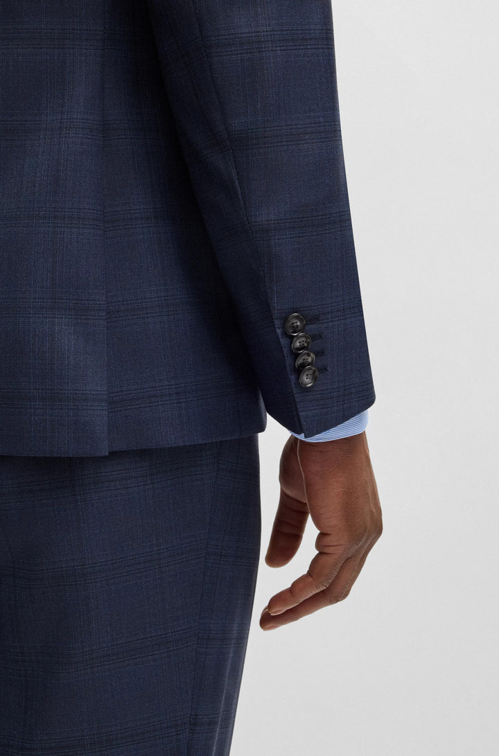 Boss Slim-fit suit in checked wool and silk