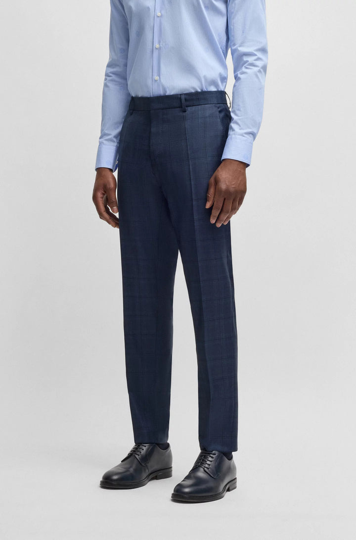 Boss Slim-fit suit in checked wool and silk