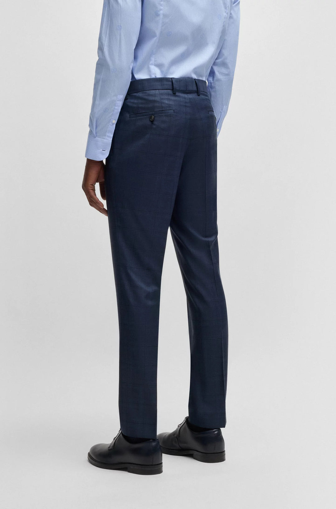 Boss Slim-fit suit in checked wool and silk