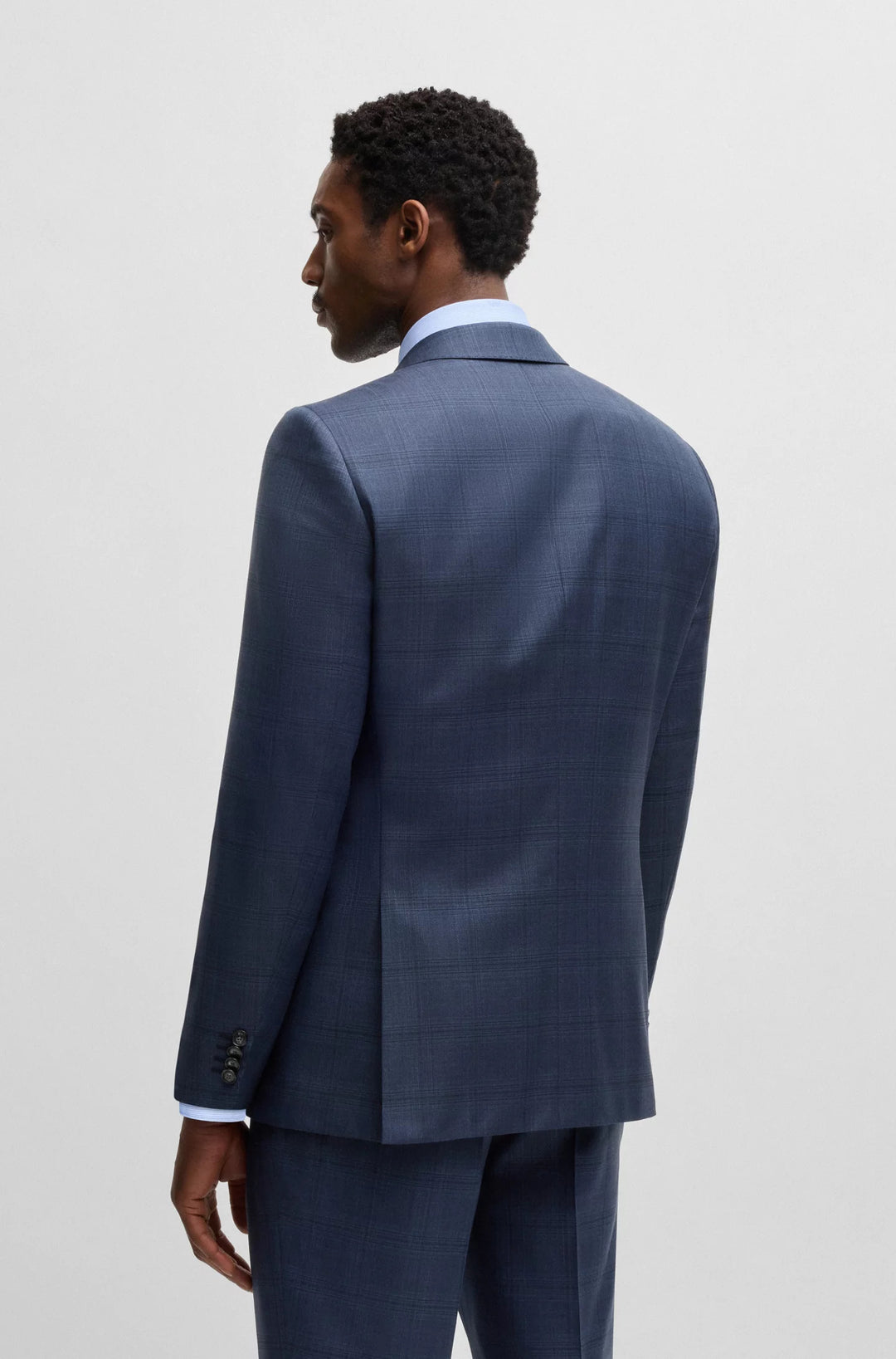 Boss Slim-fit suit in checked wool and silk