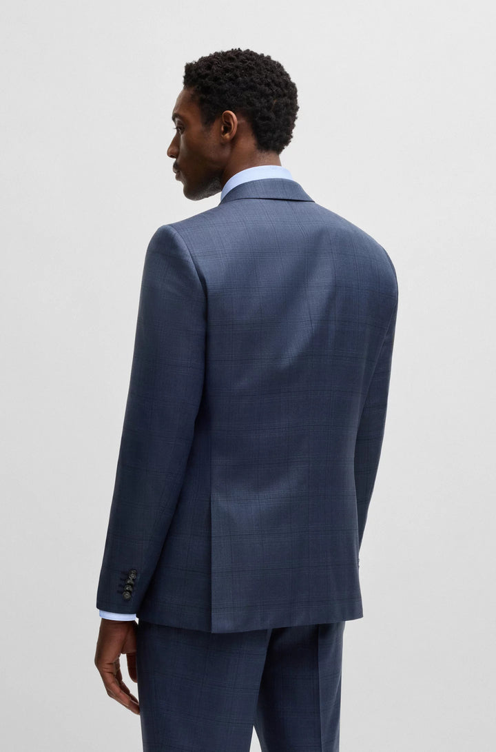 Boss Slim-fit suit in checked wool and silk