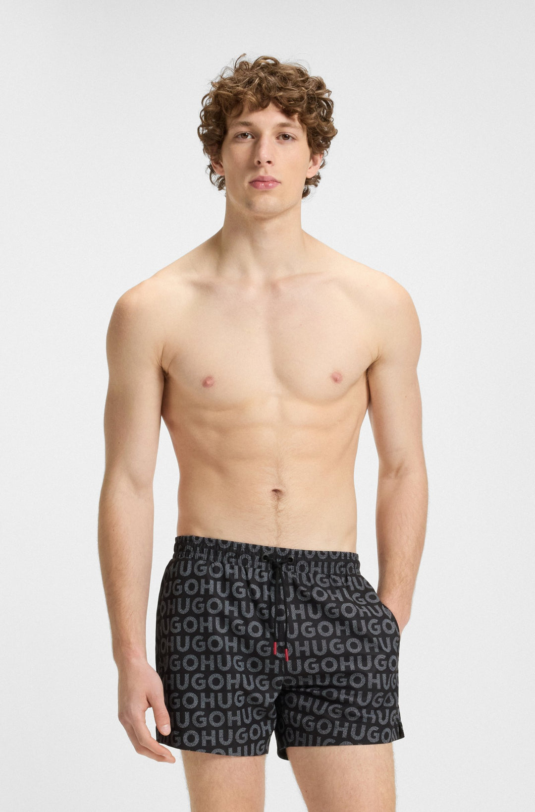 Hugo Logo-print swim shorts with drawcord