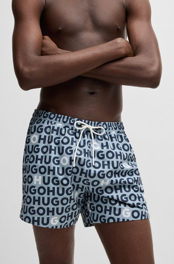Hugo Logo-print swim shorts with drawcord