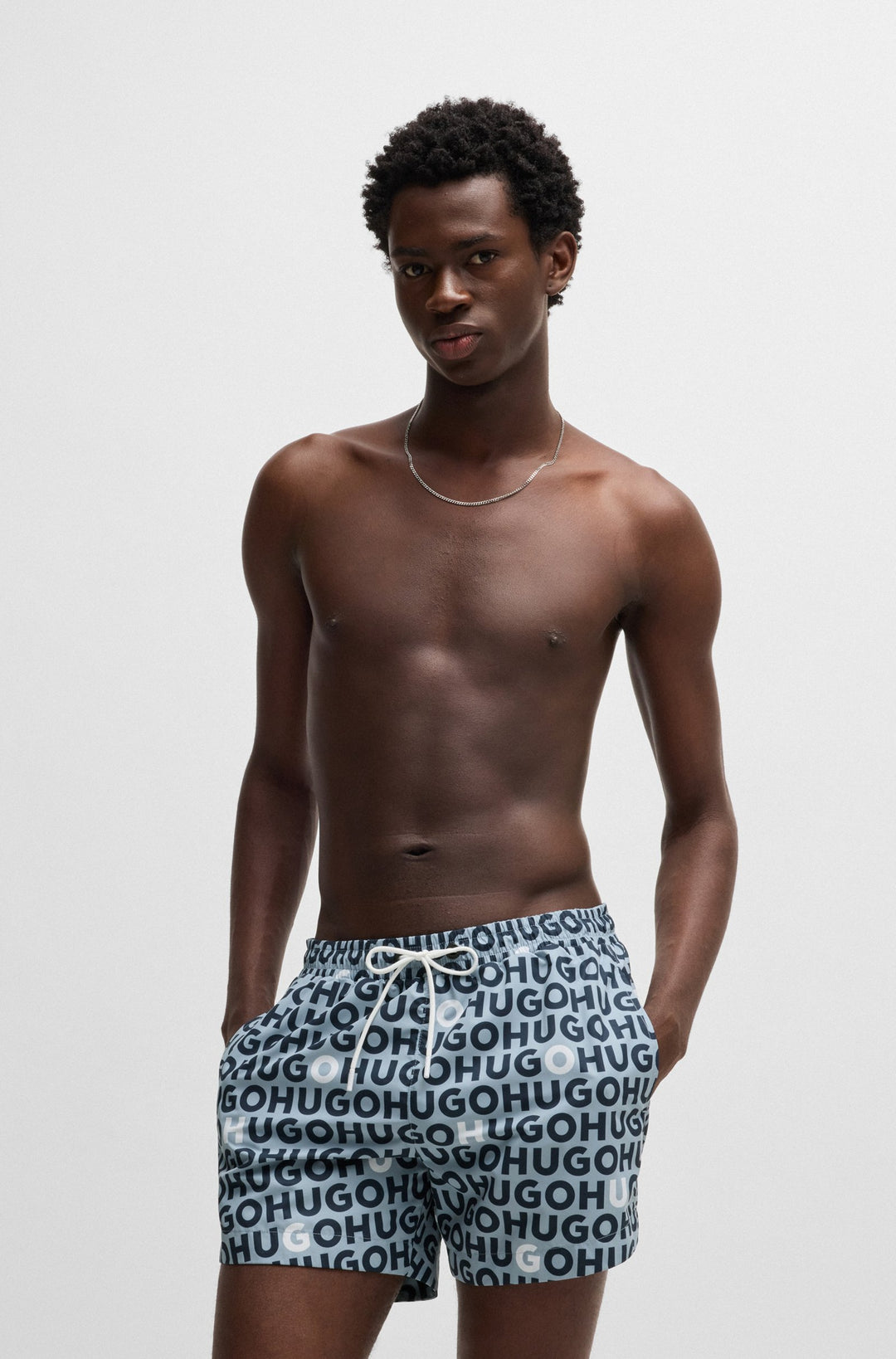 Hugo Logo-print swim shorts with drawcord