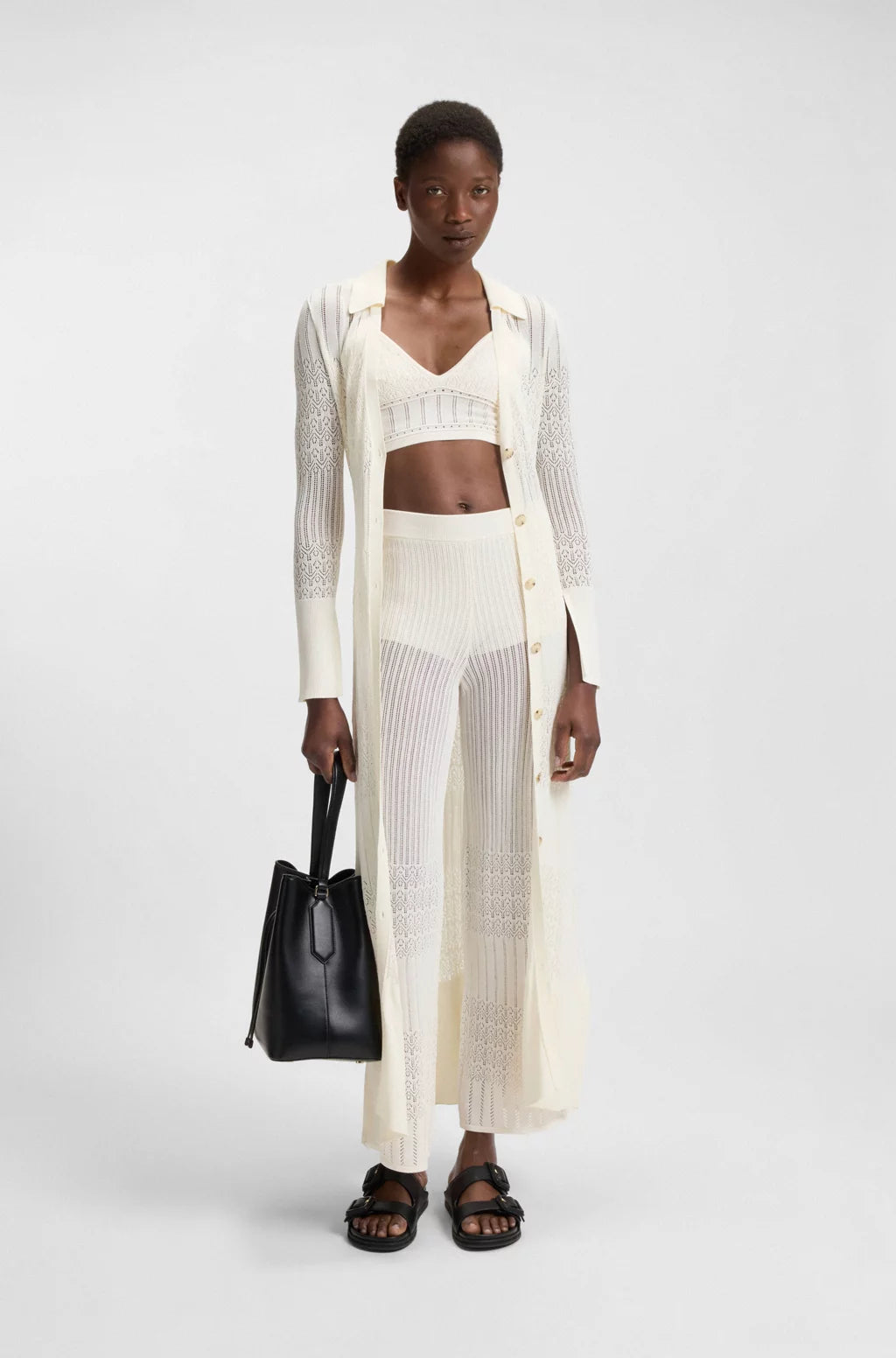 BOSS Knitted top in stretch fabric with mixed structures