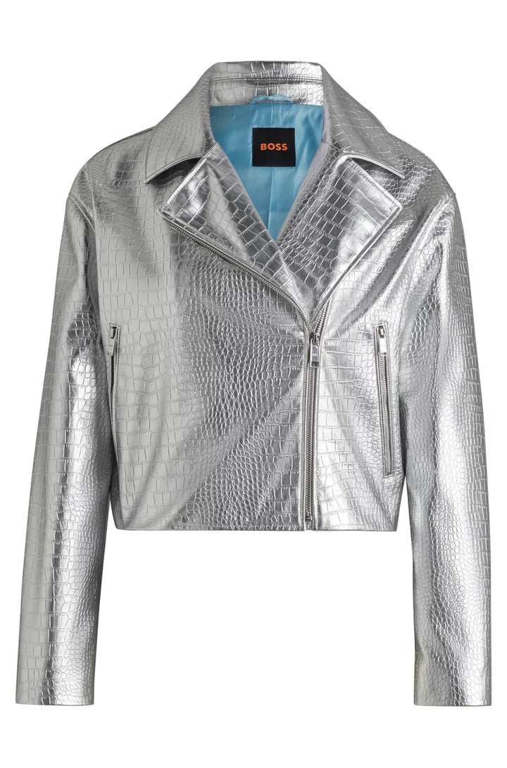 BOSS FAUX-LEATHER JACKET WITH CROCODILE EMBOSSING