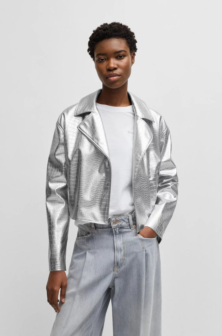 BOSS FAUX-LEATHER JACKET WITH CROCODILE EMBOSSING