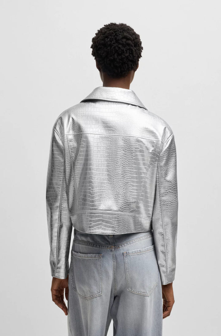 BOSS FAUX-LEATHER JACKET WITH CROCODILE EMBOSSING