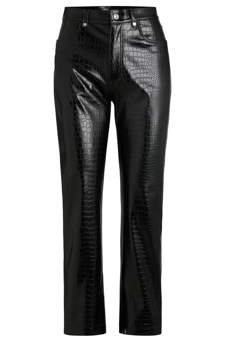 BOSS STRAIGHT-LEG TROUSERS IN CROCODILE-EMBOSSED FAUX LEATHER