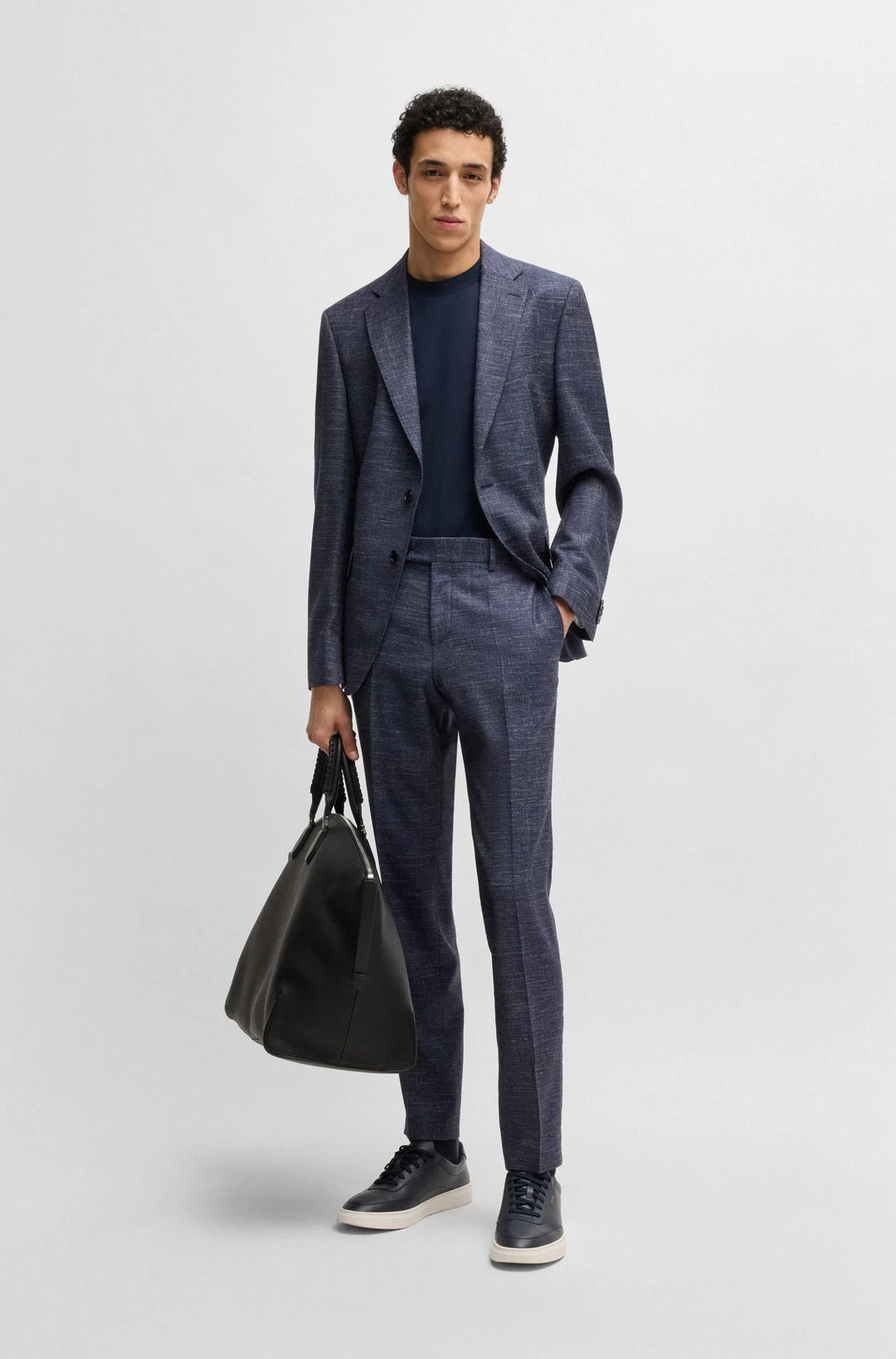 Boss Slim-fit trousers in patterned wool