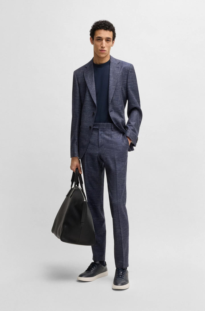 Boss Slim-fit trousers in patterned wool