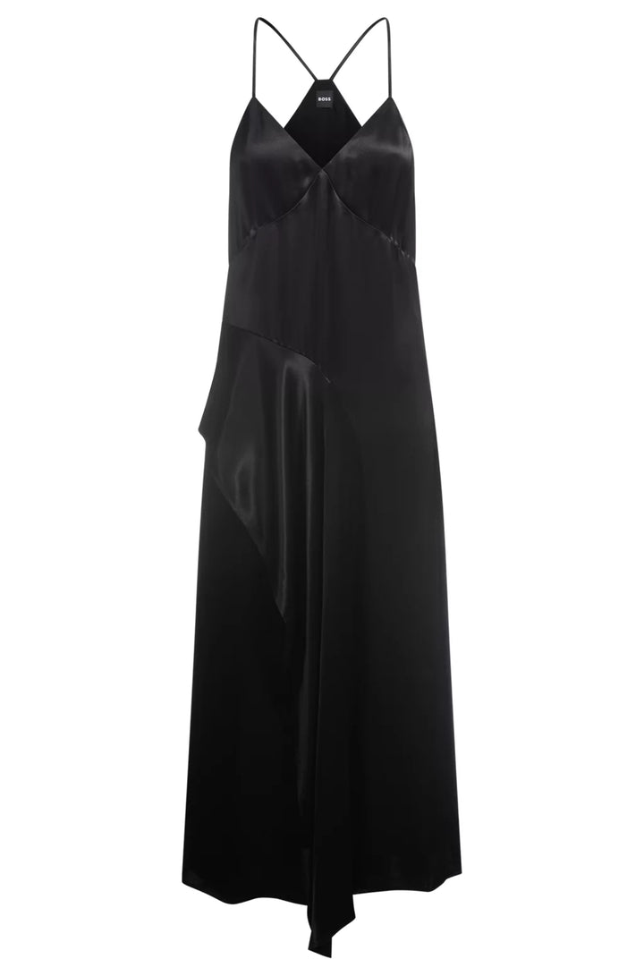 BOSS SATEEN DRESS WITH WATERFALL DETAIL