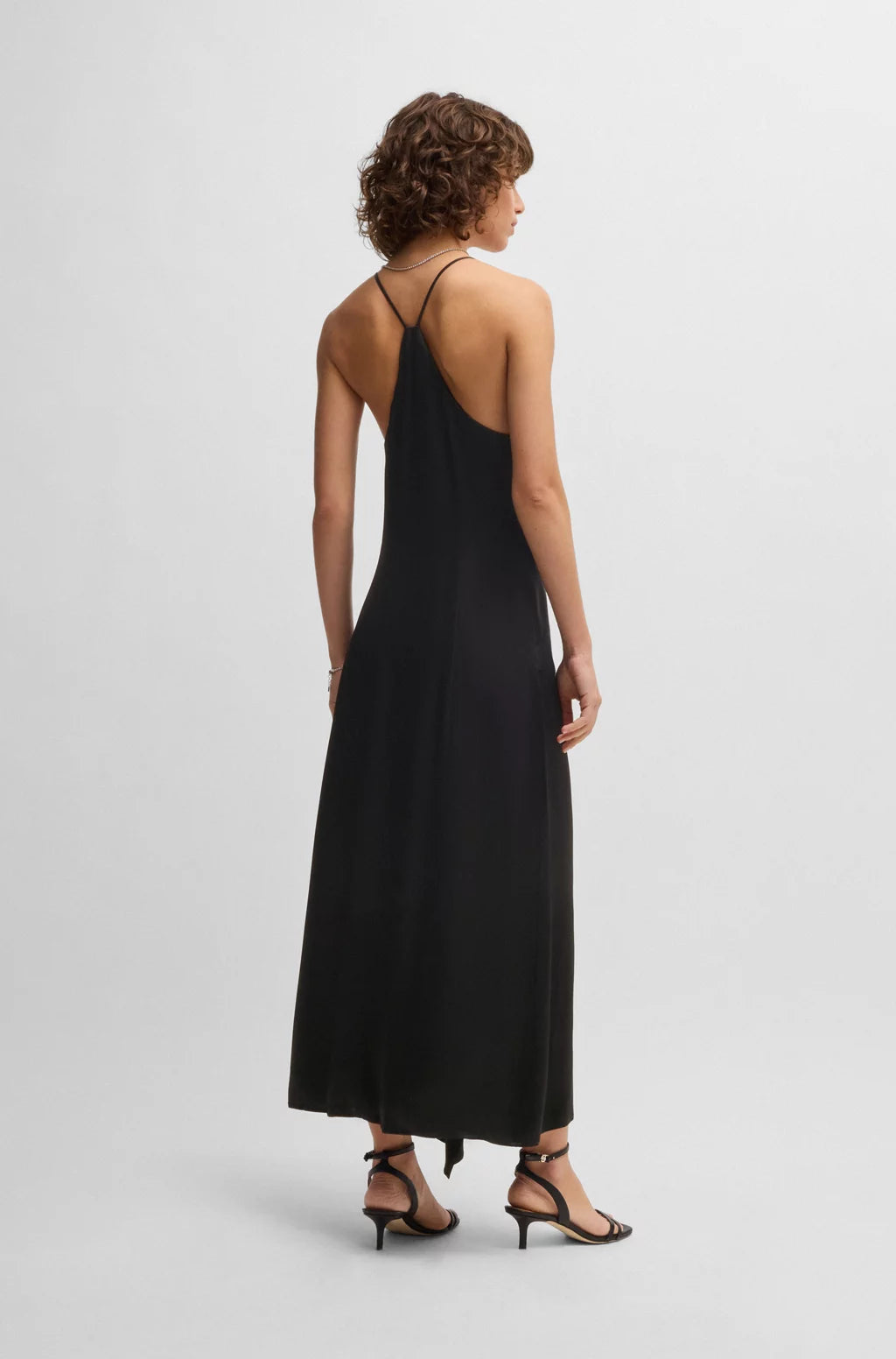 BOSS SATEEN DRESS WITH WATERFALL DETAIL