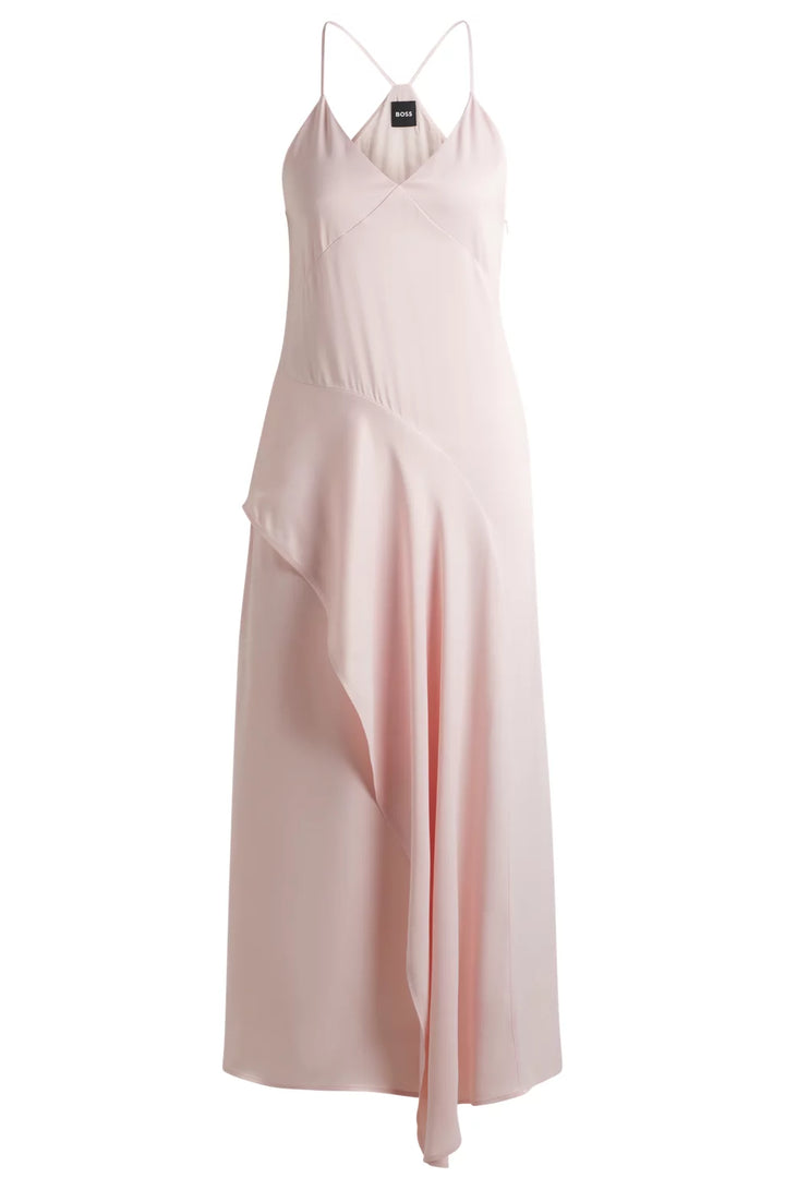 BOSS SATEEN DRESS WITH WATERFALL DETAIL