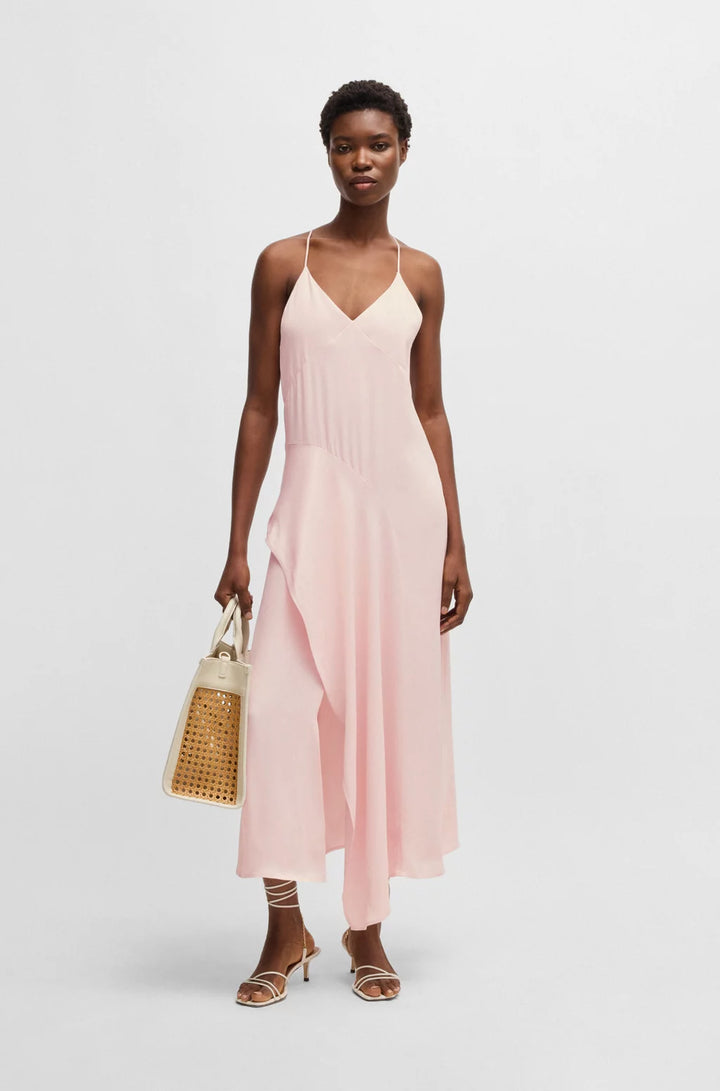 BOSS SATEEN DRESS WITH WATERFALL DETAIL