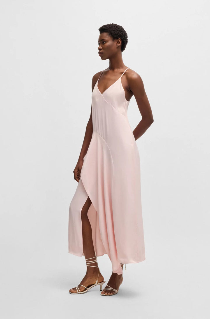 BOSS SATEEN DRESS WITH WATERFALL DETAIL