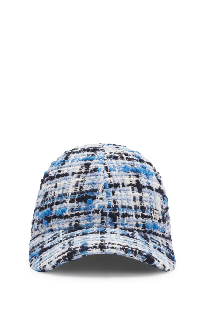 BOSS MULTICOLORED-TWEED CAP WITH DOUBLE B MONOGRAM
