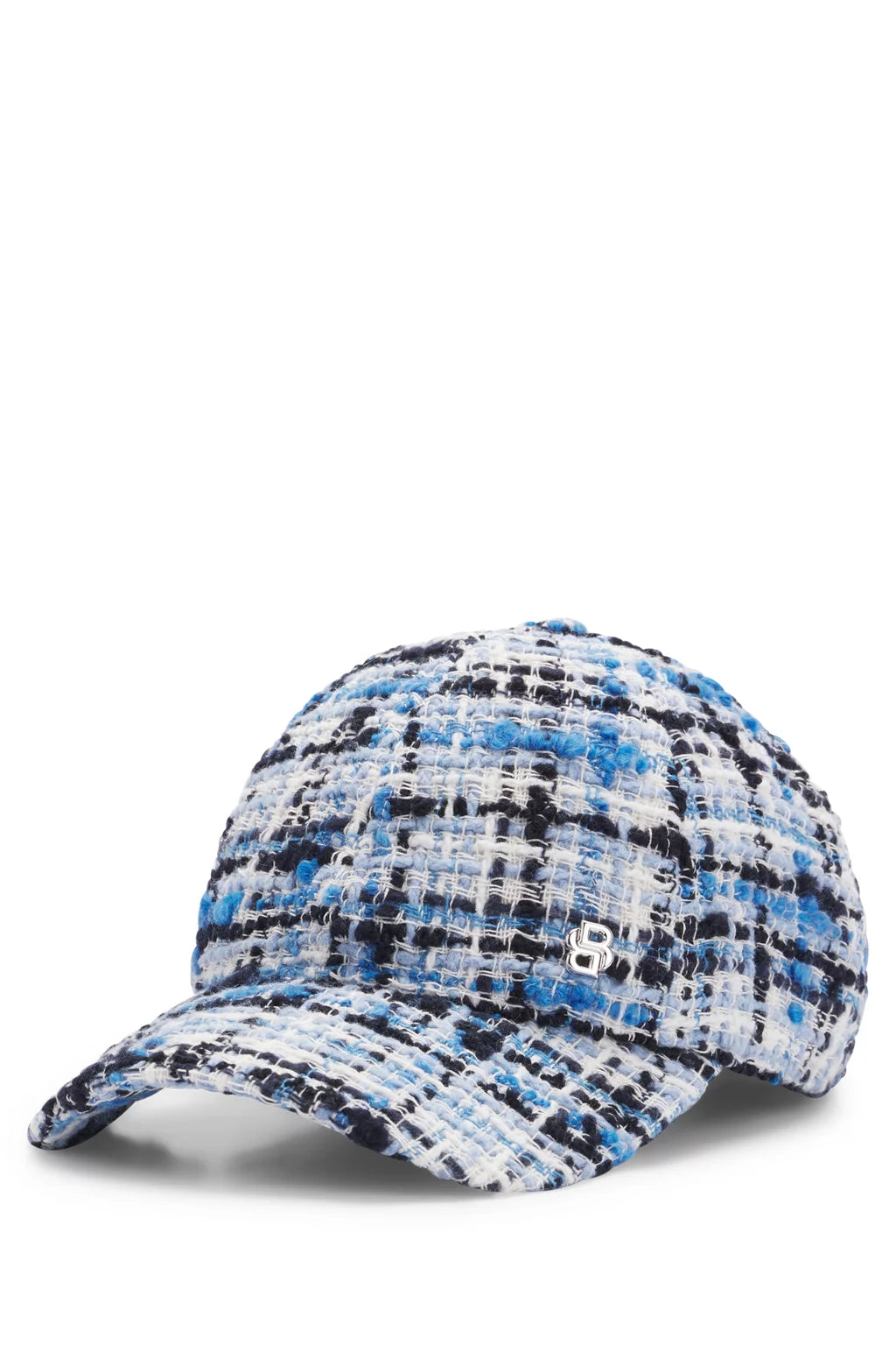 BOSS MULTICOLORED-TWEED CAP WITH DOUBLE B MONOGRAM