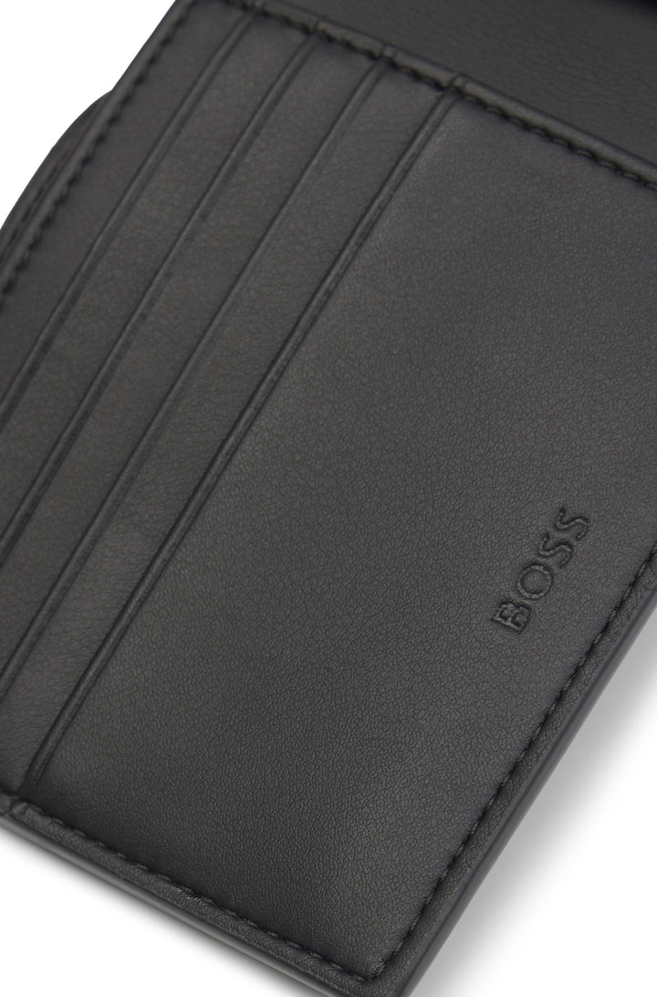 Boss Structured wallet with silver-tone logo