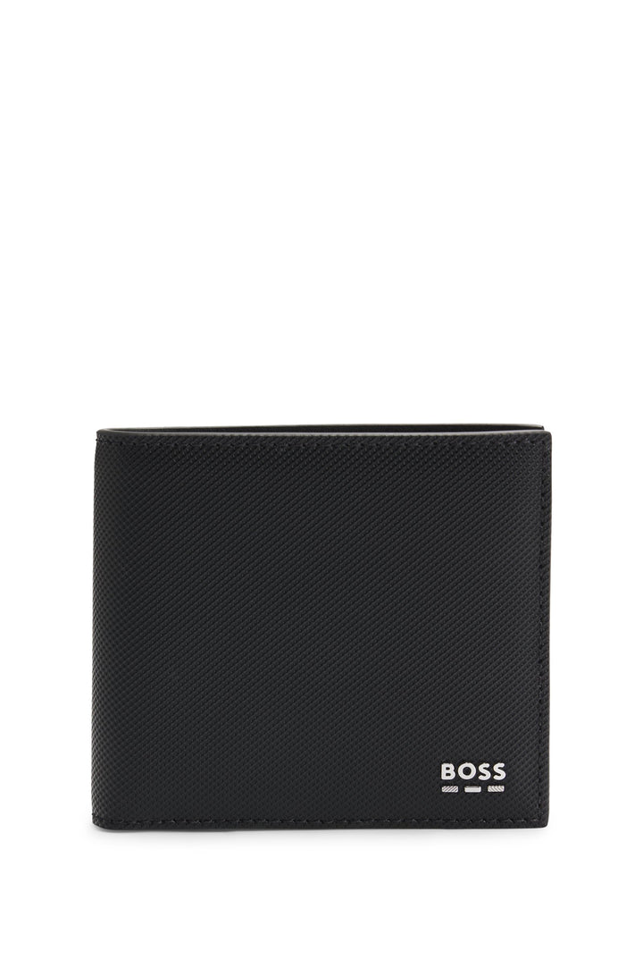 Boss Textured wallet with metal logo lettering