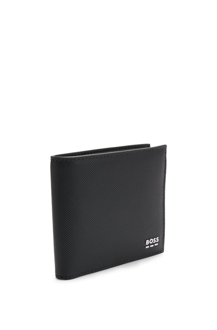 Boss Textured wallet with metal logo lettering