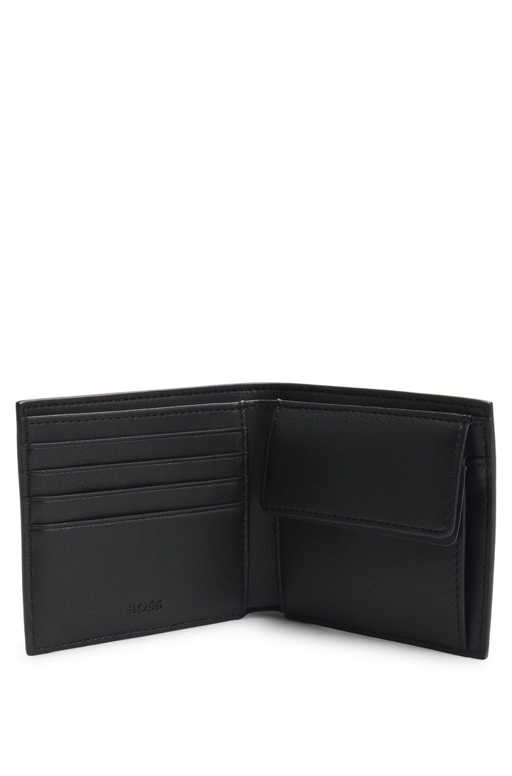 Boss Textured wallet with metal logo lettering