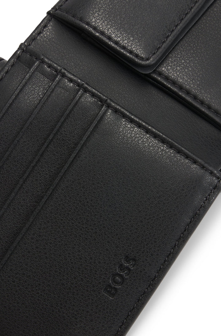 Boss Textured wallet with metal logo lettering
