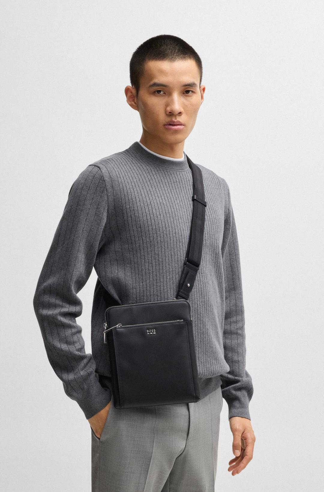 Boss Textured envelope bag with logo hardware