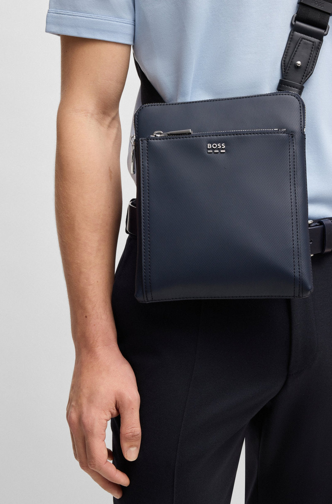 Boss Textured envelope bag with logo hardware