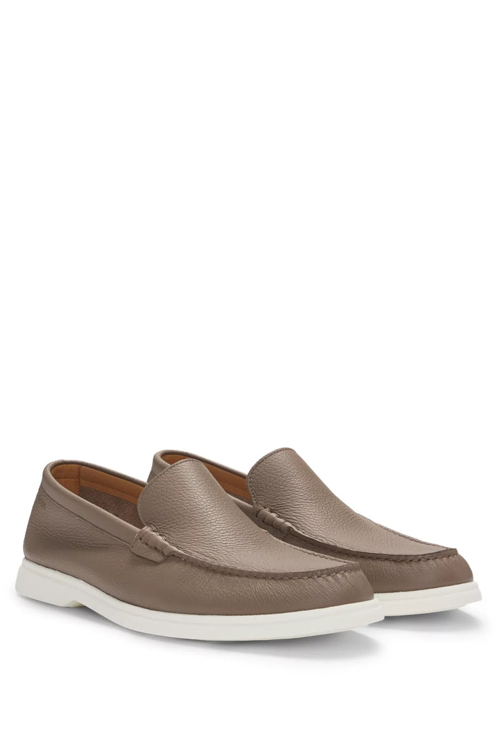 Boss Tumbled-leather moccasins with logo detail
