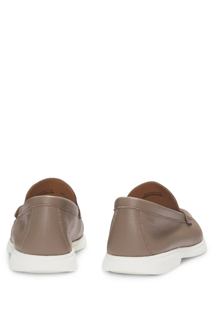 Boss Tumbled-leather moccasins with logo detail