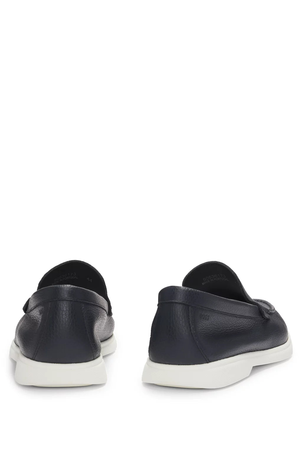 Boss Tumbled-leather moccasins with logo detail