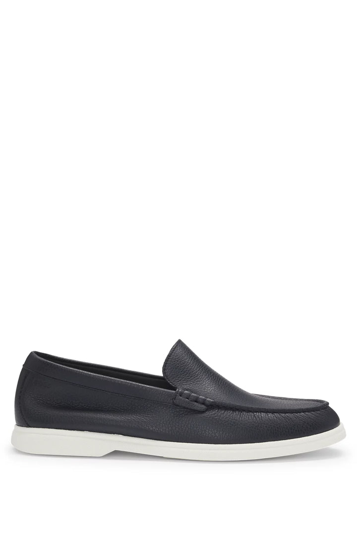 Boss Tumbled-leather moccasins with logo detail