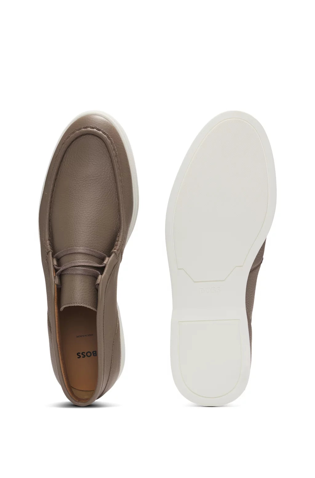 Boss Desert boots in tumbled leather with apron toe