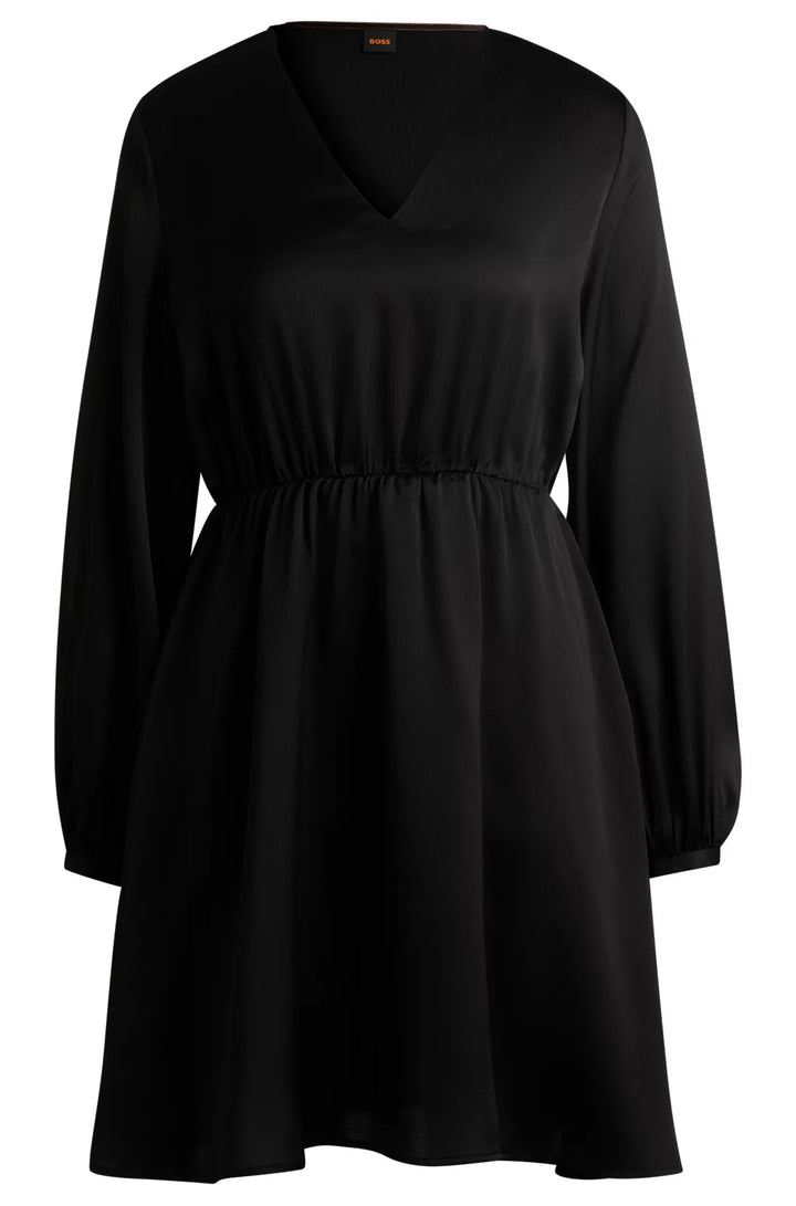 BOSS V-NECK DRESS IN HAMMERED SATIN