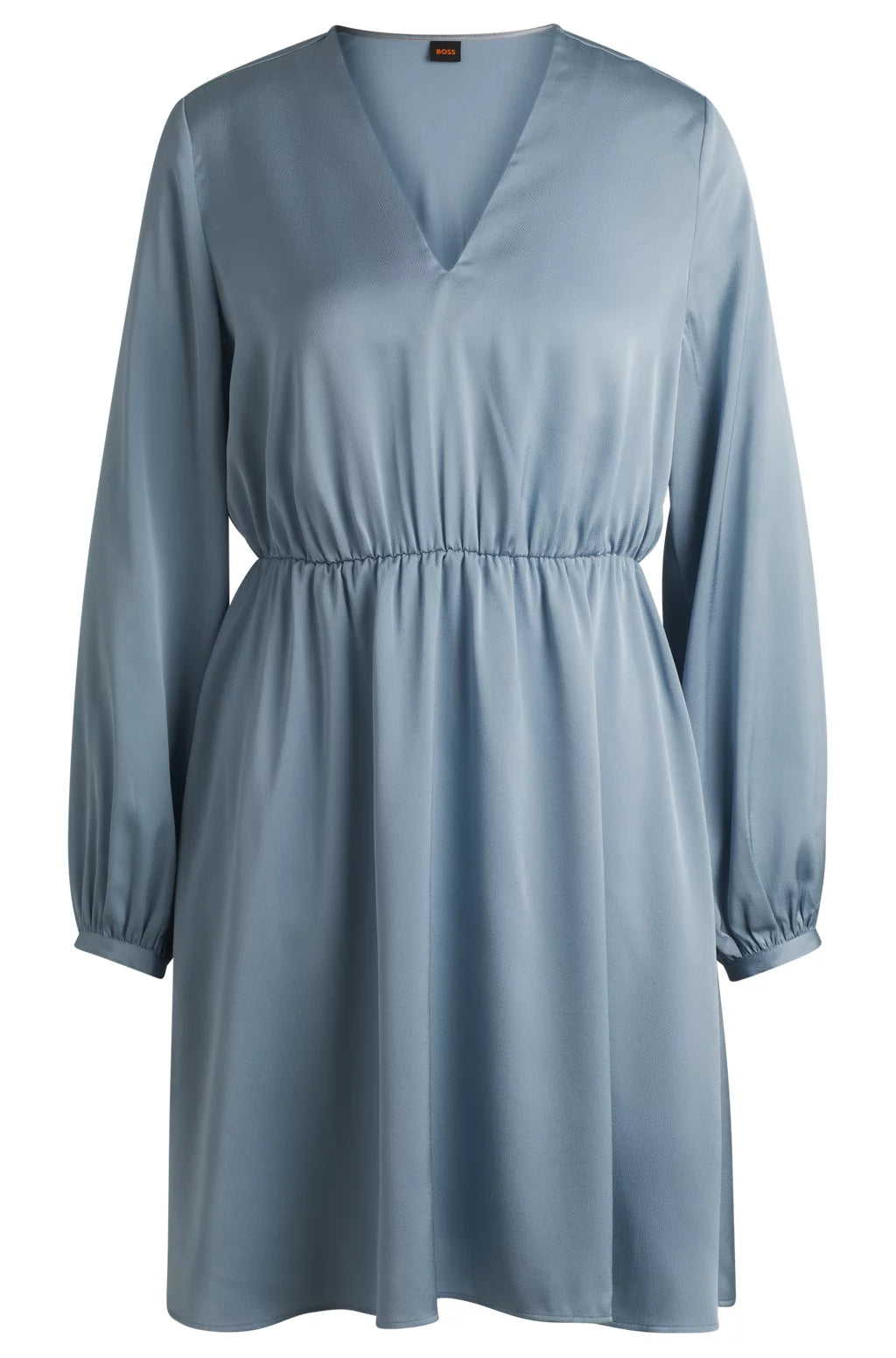 BOSS V-NECK DRESS IN HAMMERED SATIN