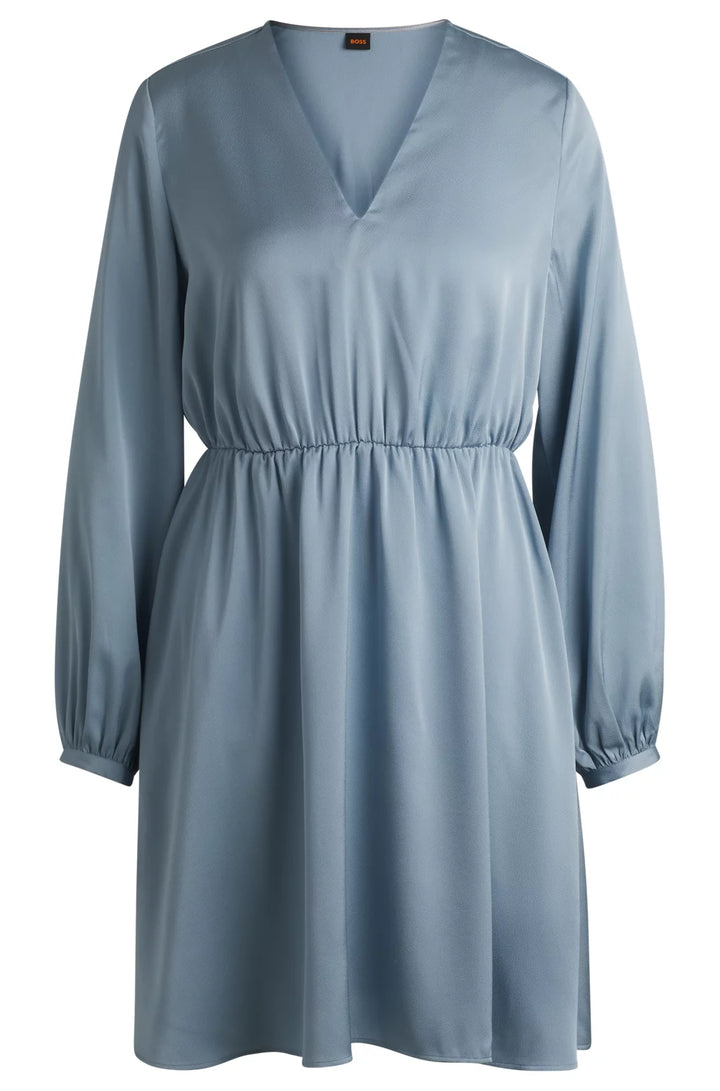 BOSS V-NECK DRESS IN HAMMERED SATIN